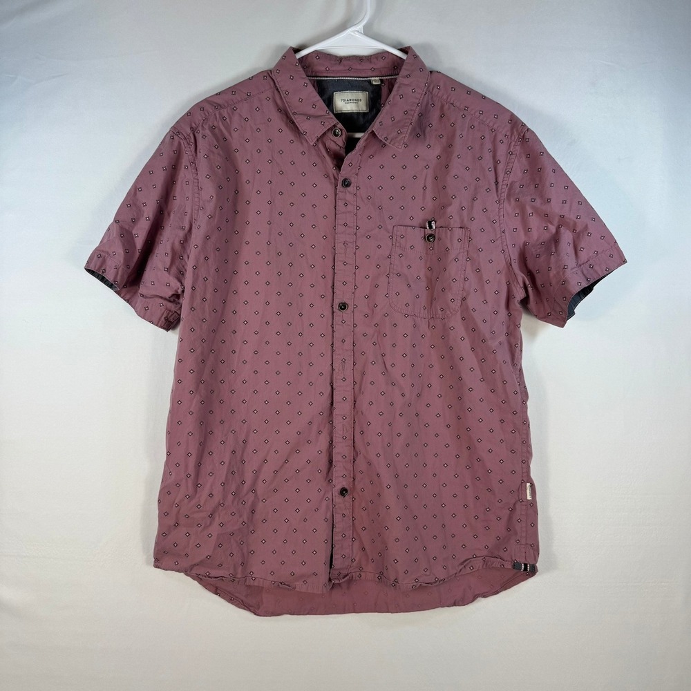 7 Diamonds Flux Mens Large Mauve Pink Geometric Print Short Sleeve Button Down